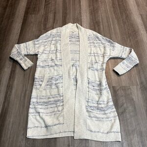 Women's Cream and Blue Sweater Cardigan